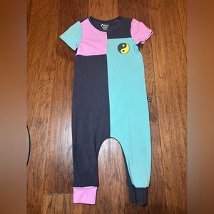 Rags to Raches Pink and Blue Footies Asymmetrical One Piece
